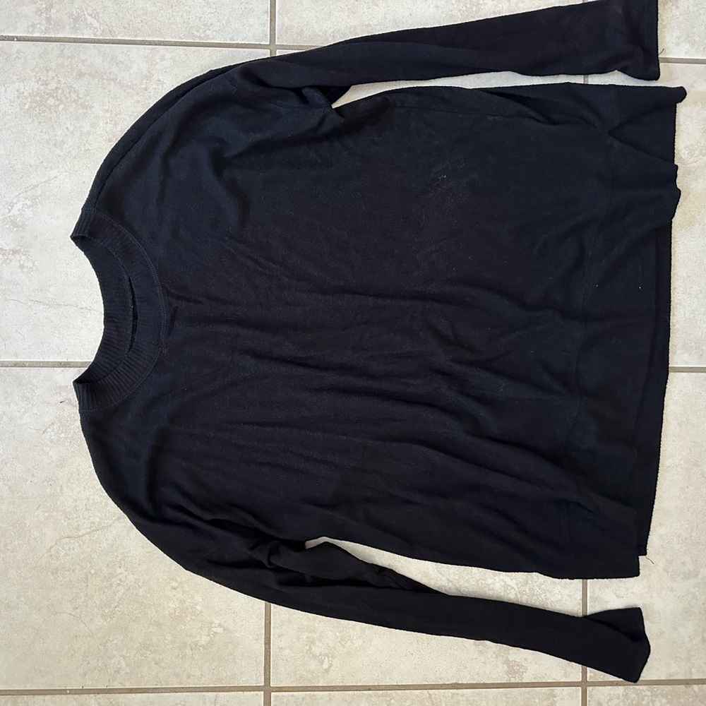 Lucky Brand Black Crew Neck Sweater Soft Knit